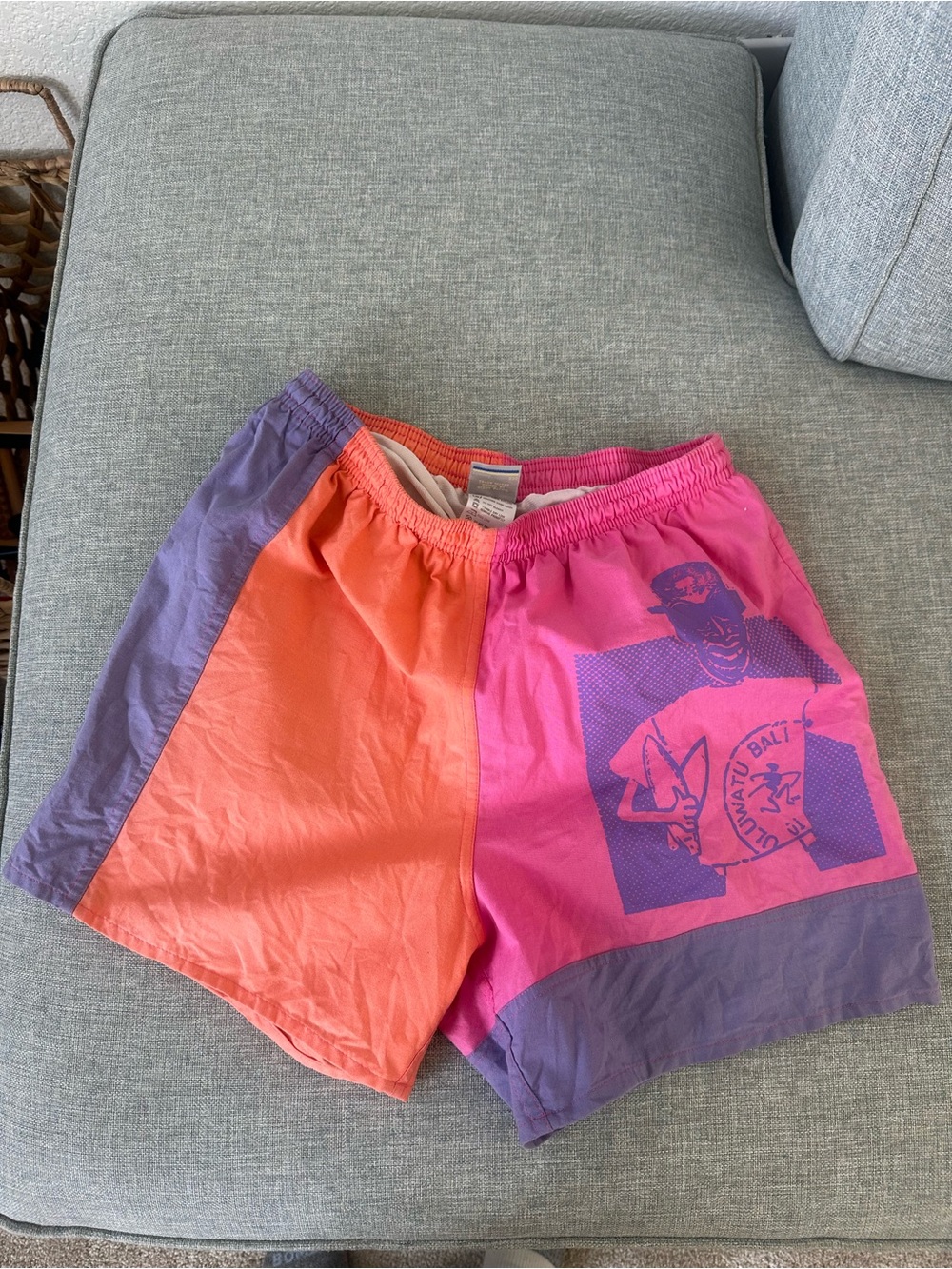 Vintage Ocean Pacific Swim Trunks Men's Size M Lined Neon Colorblock